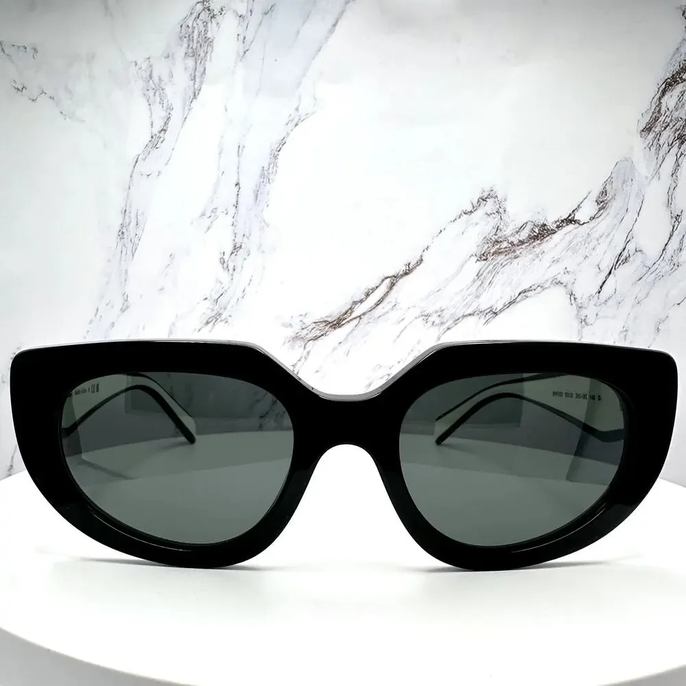 New PRADA Sunglasses Black White Talc Gold Symbole Oval Cat Eye Womens - Picture 2 of 16